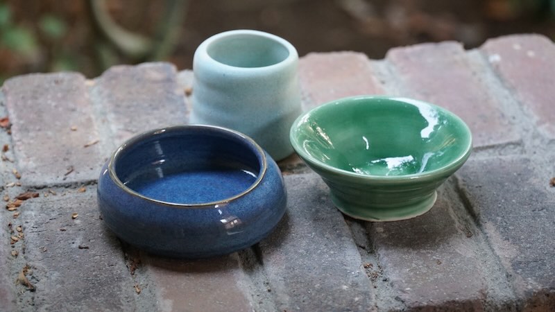 Participants at a pottery class